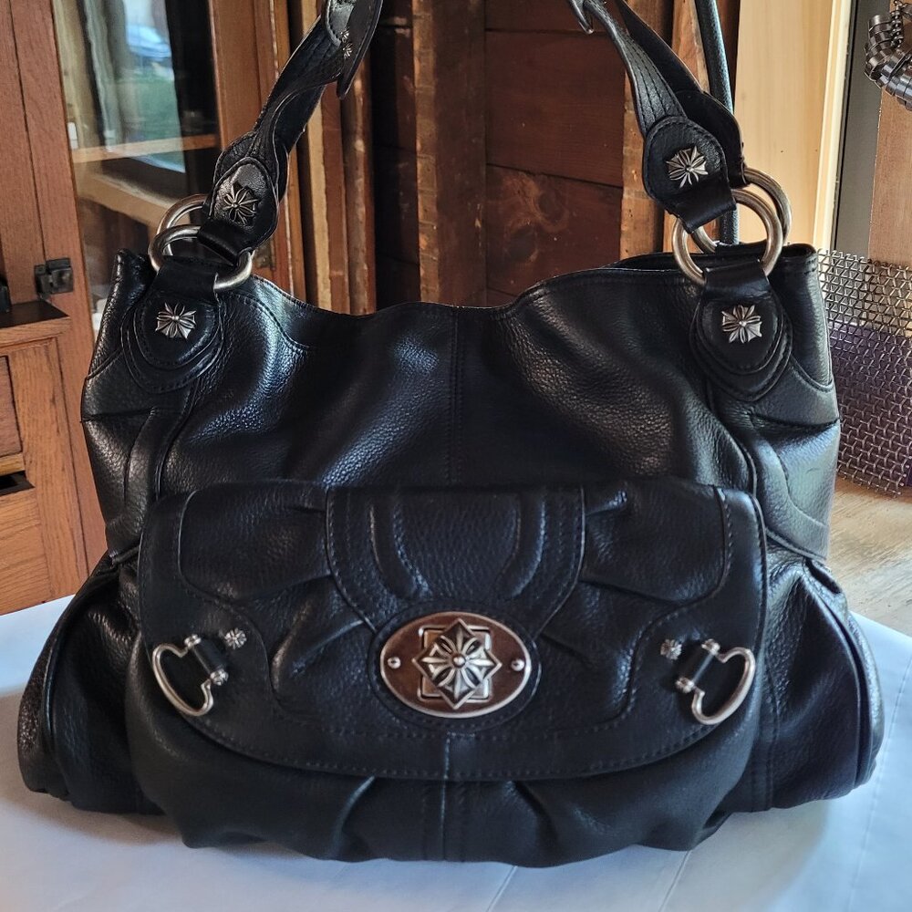 B. Makowsky Leather Satchel in Black - Picture 10 of 10